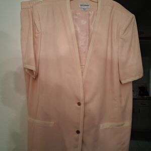 Chic Light Pink Blazer And Matching Skirt And Belt